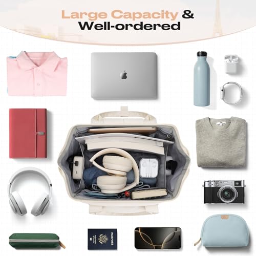 Maelstrom Travel Backpack for Women Men,Laptop Backpack Fits 15.6-17.3 Inch Laptop, Nurse/Work Bag with Insulated Lunch Box (Beige) - color: Beige