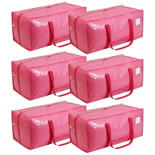 VTSVTS 6 Pack Extra Heavy Duty Large Moving Bags with Comfortable Handle & Strong Zipper,Storage Totes for Space Saving Moving Storage College Supplies Alternative to Moving Box,Pink - color: Jelly Pink, size: 6 Pcs