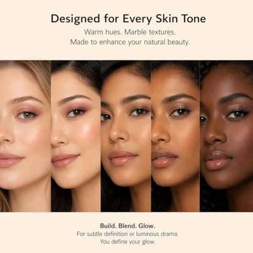Multifunctional Makeup Palette - 6 Eyeshadows + 3 Face Powders, Neutral Shades, Cruelty-Free, Inspired by Premium Tuscan Palettes (White)