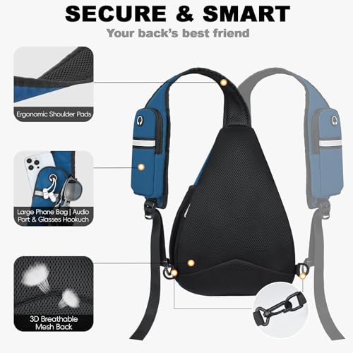 Seektop Anti Theft Crossbody Bag for Women RFID Blocking Waterproof Sling Backpack Lightweight 400D Nylon Small Chest Pack Shoulder Bag for Travel Hiking Commuting Men Blue - color: Blue