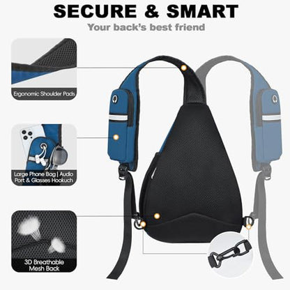 Seektop Anti Theft Crossbody Bag for Women RFID Blocking Waterproof Sling Backpack Lightweight 400D Nylon Small Chest Pack Shoulder Bag for Travel Hiking Commuting Men Blue - color: Blue