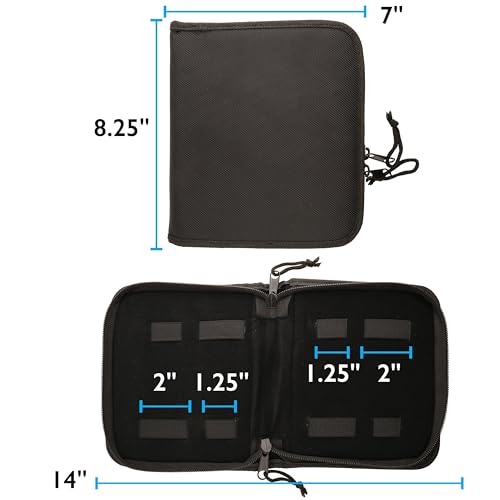 The Beadsmith Zippered Tool Pouch – 8” x 7” x 1.25” – 8 Bands – Made of Black Canvas – Use to Store and Transport Craft Pliers and Tools - color: Black, size: 8 Bands - Black