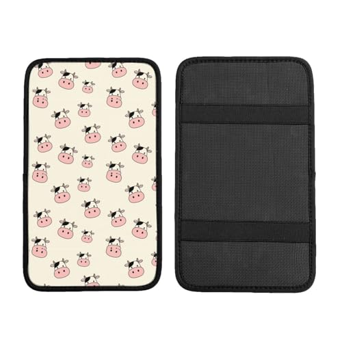 Non-Slip Auto Center Console Cover Funny Cow Face Print, Car Armrest Cushion, Interior Accessories for Vehicles - color: Picture (878)