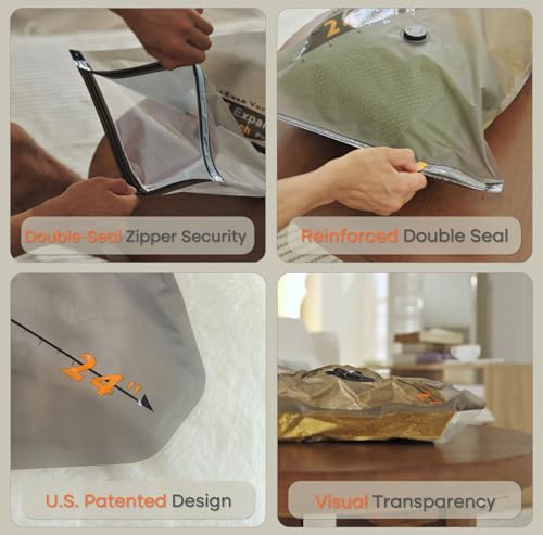 Vacbird 15 Pack 24" Vacuum Bags for Storage - No Pump, Compact & Airtight