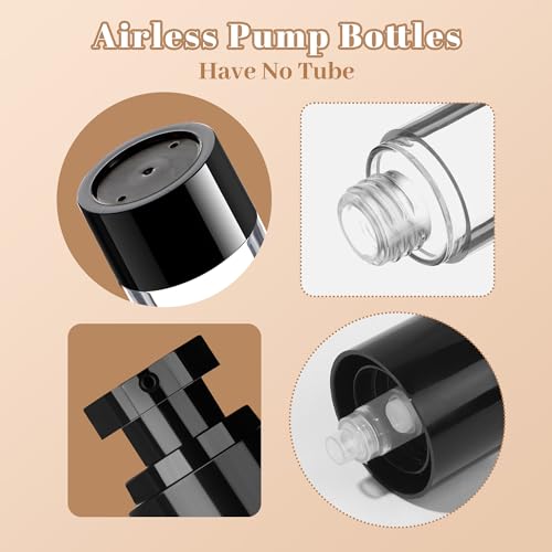 1oz 30ml Airless Pump Bottles, Refillable Leak Proof Travel Pump Bottle Toiletry Cosmetic Skincare Containers for Lotion Toner Gel Foundation (3 Pieces) - color: Black
