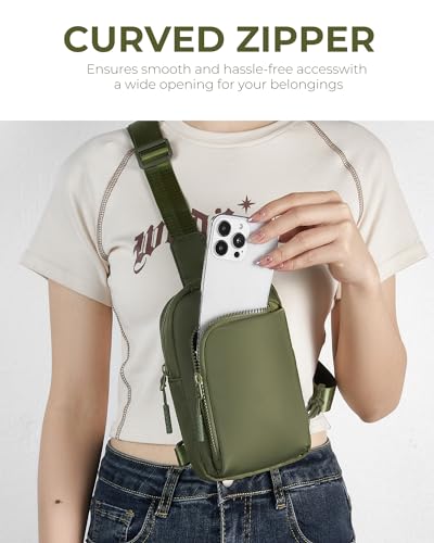 CHOLISS Small Crossbody Bags for Women and Men, Sling Bag for Women and Men Trendy, Fanny Packs Chest Bag with Extended Strap - color: Green