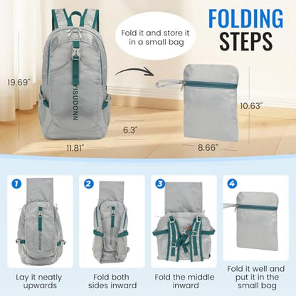 Hiking Backpack, 30L Lightweight Camping Water Resistant Large Hiking Bag Outdoor Travel Daypack for Men Wome - color: Grey