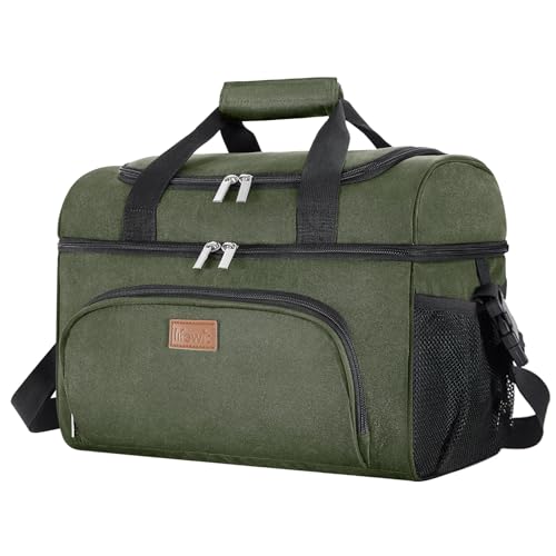 Lifewit Insulated Cooler Bag, Large Leakproof Beach Cooler, Lightweight Portable Double Layer Soft-Sided Travel Ice Chest for Camping, Kayaking, Road Trips, Grocery Shopping - color: Green, size: 32-can