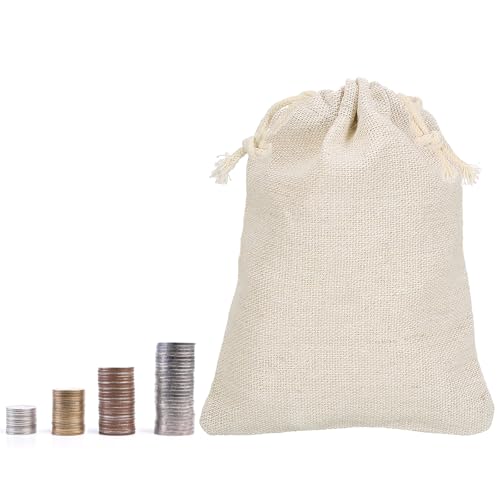 PATIKIL 8"x6" Coin Money Sacks Bag, 6Pcs Bank Deposit Change Transit Cash Bags with Drawstring Currency Gift Sacks Style 1, Beige - color: Beige, size: 8"x6"