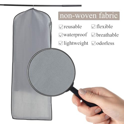 Dress Bags for Gowns Long, 2 Packs 65" Garment Bags for Hanging Clothes, 4" Gusseted Clothing Bags for Closet Storage and Travel, Suit Bags for Coats, Jackets, Shirts and Sweater (2)