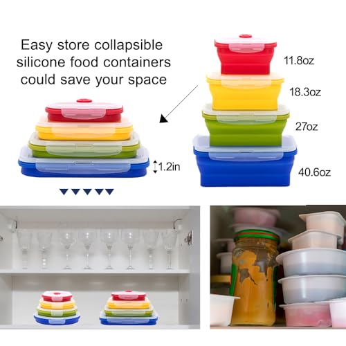 Collapsible Silicone Food Storage Container Set (MULTI COLOR) - color: MULTI COLOR