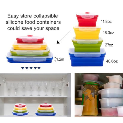 Collapsible Silicone Food Storage Container Set (MULTI COLOR) - color: MULTI COLOR