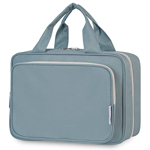 Narwey Travel Toiletry Bag for Women Large Hanging Makeup Bag Organizer Toiletries Bag for Full Size Essentials Accessories Cosmetics (Greyish Blue (Large)) - color: A-Greyish Blue, style: Large
