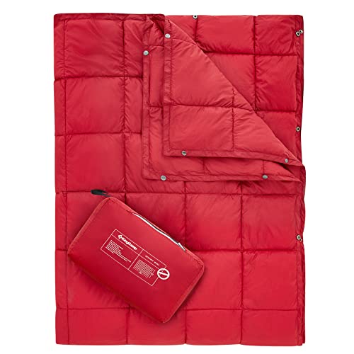 KingCamp Camping Blanket Lightweight, Multifunctional Warm Puffy Outdoor Blanket with Snap Button, Water Repellent, Packable, for Travel, Airplane, Hiking, Picnic - color: Puretrail-wine, size: 69" x 53"