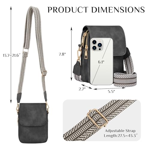 Fashion Small Crossbody Bags for Women Trendy Designer Cell Phone Purses Wallets with Card Holder Anti Theft Travel - color: Darkgrey