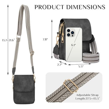 Fashion Small Crossbody Bags for Women Trendy Designer Cell Phone Purses Wallets with Card Holder Anti Theft Travel - color: Darkgrey