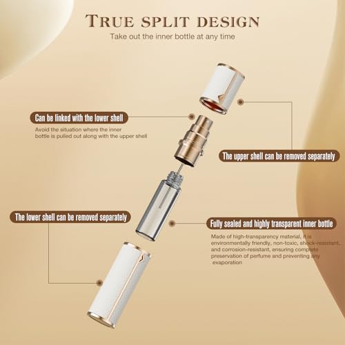 kuangre 10ml Atomizer Perfume Spray Bottle, Empty Cologne Dispenser, Portable Sprayer Travel Essentials for Many Scenes Gifts. - color: White-10ml