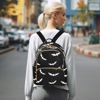 Women Fashion Backpack Purse Casual Lightweight Travel Shoulder Bag Halloween Bat Gothic Rucksack Ladies Bag, Medium - color: Halloween Bat Gothic, size: Medium