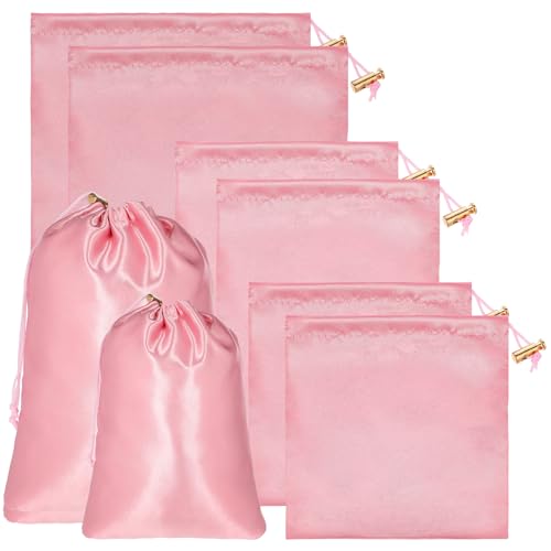 Toy Storage Bags, 6 Pcs Quality Satin Silk Drawstring Pouch Adjustable Microfiber Toy Organizer Bags Gift Bag Foldable Ditty Bag for Women Men Toys Underwear Sunglasses Cosmetic, 3 Sizes (Pink) - color: Pink