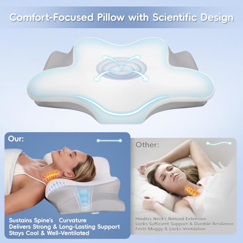 Cervical Neck Pillow, Memory Foam Pillows for Neck and Shoulder Pain Relief