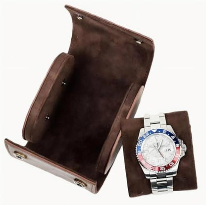 Leather Single Watch Case,Genuine Leather Watch Roll Travel Case for Storage Organizer Display (1 Slot) - size: 1slot