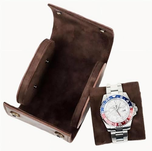 Leather Single Watch Case,Genuine Leather Watch Roll Travel Case for Storage Organizer Display (1 Slot) - size: 1slot
