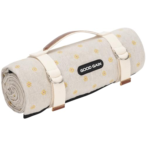 Picnic Outdoor Blankets Waterproof Large - Beach Mat Sand Free Foldable with Carry Strap | Portable Camping Blanket | Park Blanket for Grass Park, Hiking, Travel, Concerts, Indoor (Yellow Flower) - color: Yellow Flower