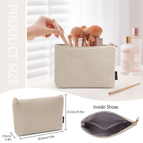 MAGEFY Makeup Bag Small Cosmetic Bag for Women - color: Beige