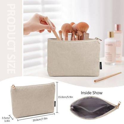 MAGEFY Makeup Bag Small Cosmetic Bag for Women - color: Beige