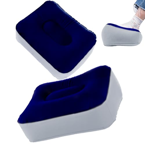 Inflatable Foot Rest Pillow - Portable, Non-Slip Base for Desk, Office Chair, Travel & Bed - Ergonomic Foot Support & Comfort (Spliced Color)