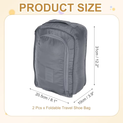 Foldable Travel Shoe Bag, Waterproof Shoe Pouches Organizer with Handle Travel Packing Cubes -Fitting for Storing (Sneakers/Sandals/Fitness Shoes) 2 Pcs & Gray - color: Gray