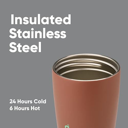 Owala SmoothSip Slider Insulated Stainless Steel Coffee Tumbler, Reusable Iced Coffee Cup, Hot Coffee Travel Mug, BPA Free 12 oz, Grey/Brown (Cozy Cocoa) (Pack of 8) - color: Cozy Cocoa, size: 12 Ounces (Pack of 8)