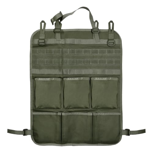 Tactical Molle Panel Car Seat Back Organizer, Waterproof Car Front Seat Protector with Multiple Pockets, Universal Kick Mat for Kids/Pets, Vehicle Backseat Storage Bag for Most Cars (Green) - color: Green