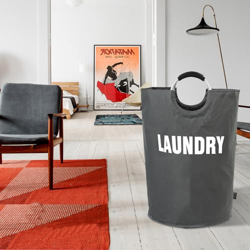 DOKEHOM 160L XX-Large Laundry Basket (7 Colors), Collapsible Laundry Bag, Foldable Laundry Hamper, Folding Washing Bin (Dark Grey, XXL) - color: Dark Grey, size: 160L