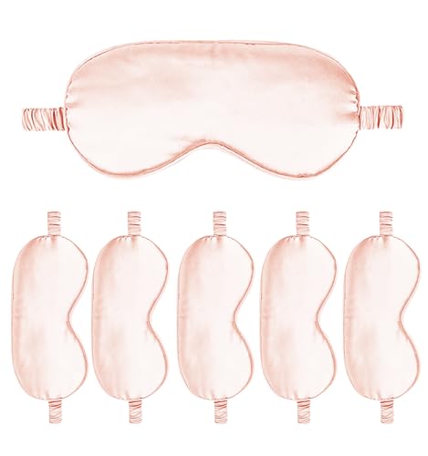 6PACK Silk Sleep Mask Satin Eye Masks Blackout Silky Eyeshade Cover Soft Blindfold Eyeshades for Women Sleeping Travel Gift - color: Blush