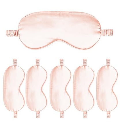 6PACK Silk Sleep Mask Satin Eye Masks Blackout Silky Eyeshade Cover Soft Blindfold Eyeshades for Women Sleeping Travel Gift - color: Blush