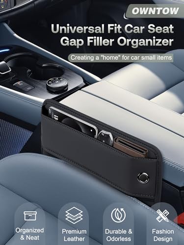Premium Leather Car Seat Gap Filler Organizer (0.2”-1.2" Gaps), Clever Gifts for Car SUV Truck Owners (Black, 1 Pack) - color: 01 Black, 1 Pack