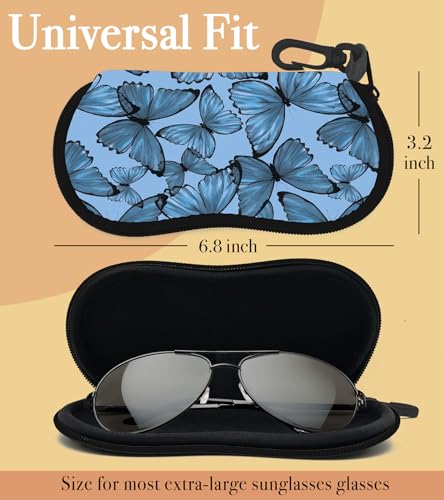 Sunglasses Case Soft Glasses Cases for Women Pouch Eyeglass Bag Eye Glass Kids Girls Sun Glasses Cute Kawaii - color: Blue Butterfly