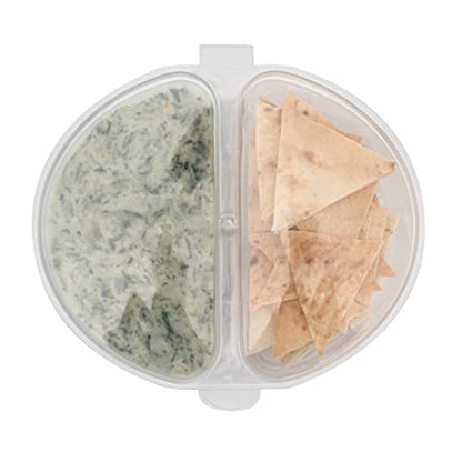 Restaurantware Futura 4 Ounce Snack Containers 100 Microwavable Sauce Containers - 2 Compartments Hinged Lid Clear Plastic Portion Cups For Condiments Or Dips - size: 6 oz