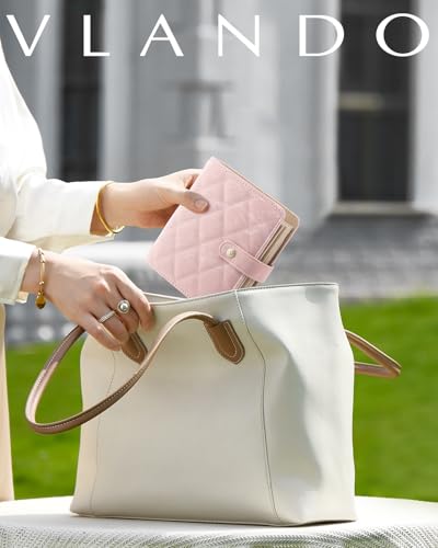 VLANDO Travel Jewelry Organizer Case,Gifts for Women,Portable Jewelry Storage Book Ring Binder with Clear Zipper Velvet Pouch Bag for Traveling,Rings,Necklace,Earrings,Bracelets,Brooches-Sand Pink - color: Sand Pink
