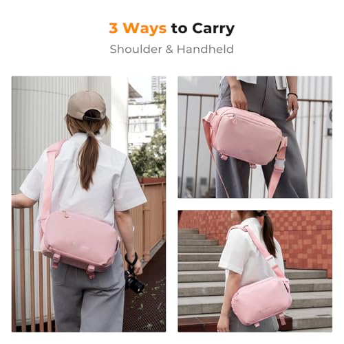 K&F CONCEPT Camera Sling Bag Crossbody Bag Waterproof Camera Shoulder Backpack DSLR/SLR/Mirrorless Camera Case - color: 10 Pink Medium