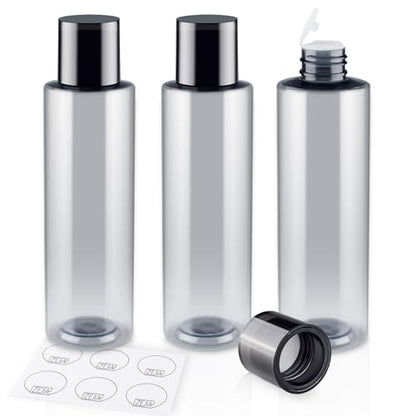 200ML/6.8OZ Travel Size Toiletries, 3 Pack Travel Size Containers, Leak Proof Plastic Bottles for Shampoo, Lotion, Body Wash with 6pcs Labels - color: Grey, size: 200ml(3pcs)