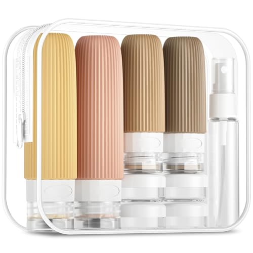 Mrsdry 16 Pack Travel Bottles Set, TSA Approved Leak Proof Silicone Squeezable Containers for Toiletries, Refillable Travel Accessories for Conditioner, Shampoo, Lotion & Body Wash Accessories - color: Apricot, size: Mudium
