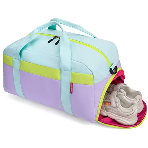 Kids Duffle Bag for Boys or Girls, Fit Sports Practice, or Overnight Travel Weekend (Light Green) - color: Light Green