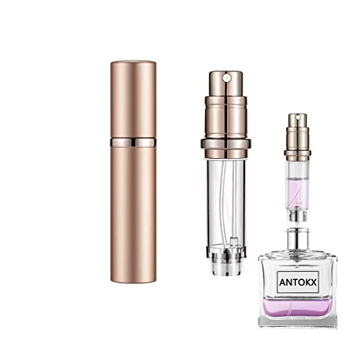 Travel Perfume Bottle Refillable Atomizer - 5ML Perfume Atomiser, Scent Pump Case, Leakproof Portable Perfume Sprayer for Women and Men (Rose Gold) - color: Rose gold
