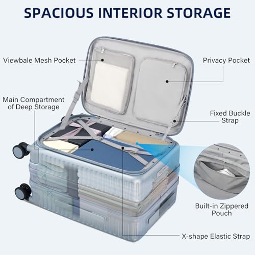 HanTrip 20 Inch Carry on Luggage 22x14x9 Airline Approved Hard Shell Suitcases with Wheels, Top Opening Expandable Carry on Luggage with Cup Holder Small Rolling Suitcase with Lock, Silver - color: Arctic Silver, size: Expandable 20 Inch