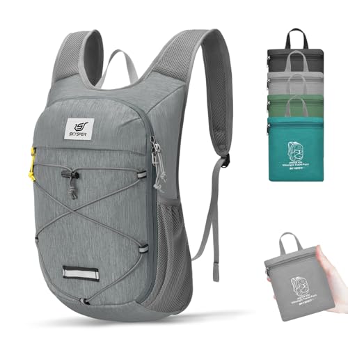 SKYSPER Foldable Hiking Backpack - 10L/15L Small Lightweight Daypack Breathable Travel Backpacks - color: Gray, size: 10 l