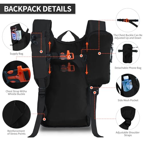 Hiking Backpack 10L/15L Small Daypack Lightweight Packable Travel Foldable Water Resistan for Women Men (Black, 10L) - color: Black, size: 10L