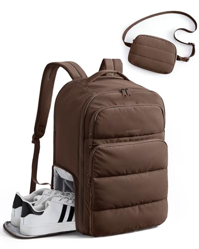 BAGSMART 35L Travel Backpack Women, 17.3 Inch Carry On Backpack Flight Approved, Personal Item Backpack Travel Bag, Water Resistant Casual Daypack, Coffee - color: Coffee