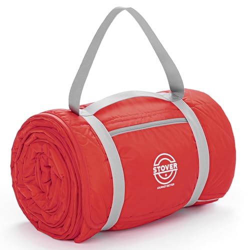 STOVER Large Waterproof Outdoor Stadium Blanket- Extra Thick Soft Fleece Camping Blanket for Travel, Picnics, Sports, Dogs 79"x55", Warm, Windproof, Sand-Proof, Lightweight, Packable (Stadium Scarlet) - color: 01 - Stadium Scarlet